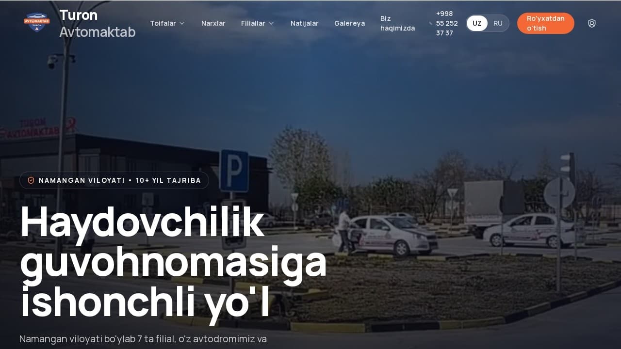 Turon Avtomaktab — Driving School Platform